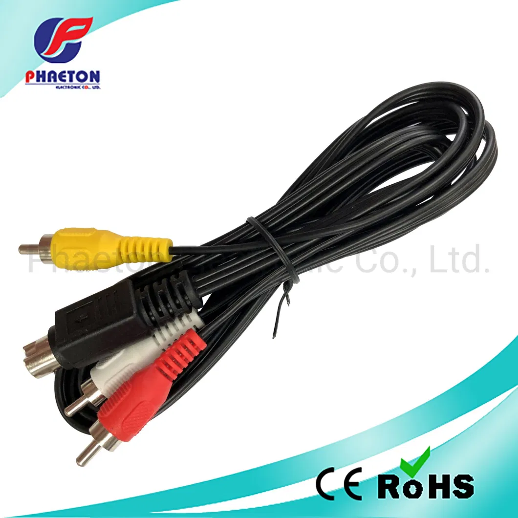 3RCA to 10 Mini Pin DIN Audio Video Cable