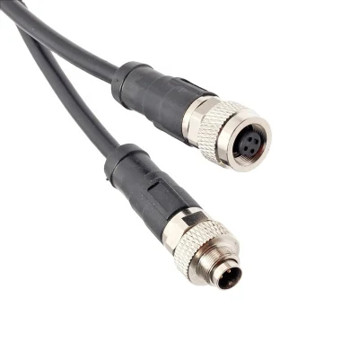 IP67 Waterproof M12 Aviation Connector Male to Female Extension Cable Assembly